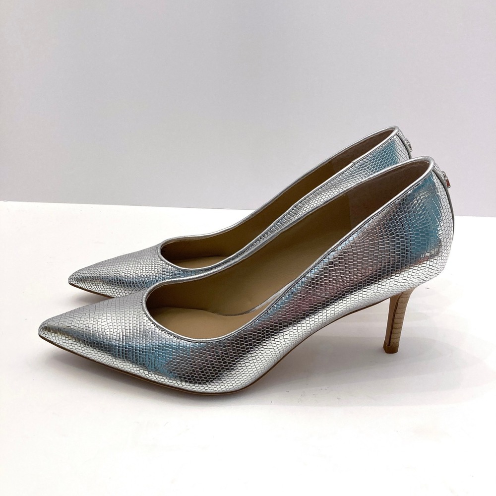 Lauren Ralph Lauren Lanette Heels Womens 6.5 B Silver Lizard Metallic Leather